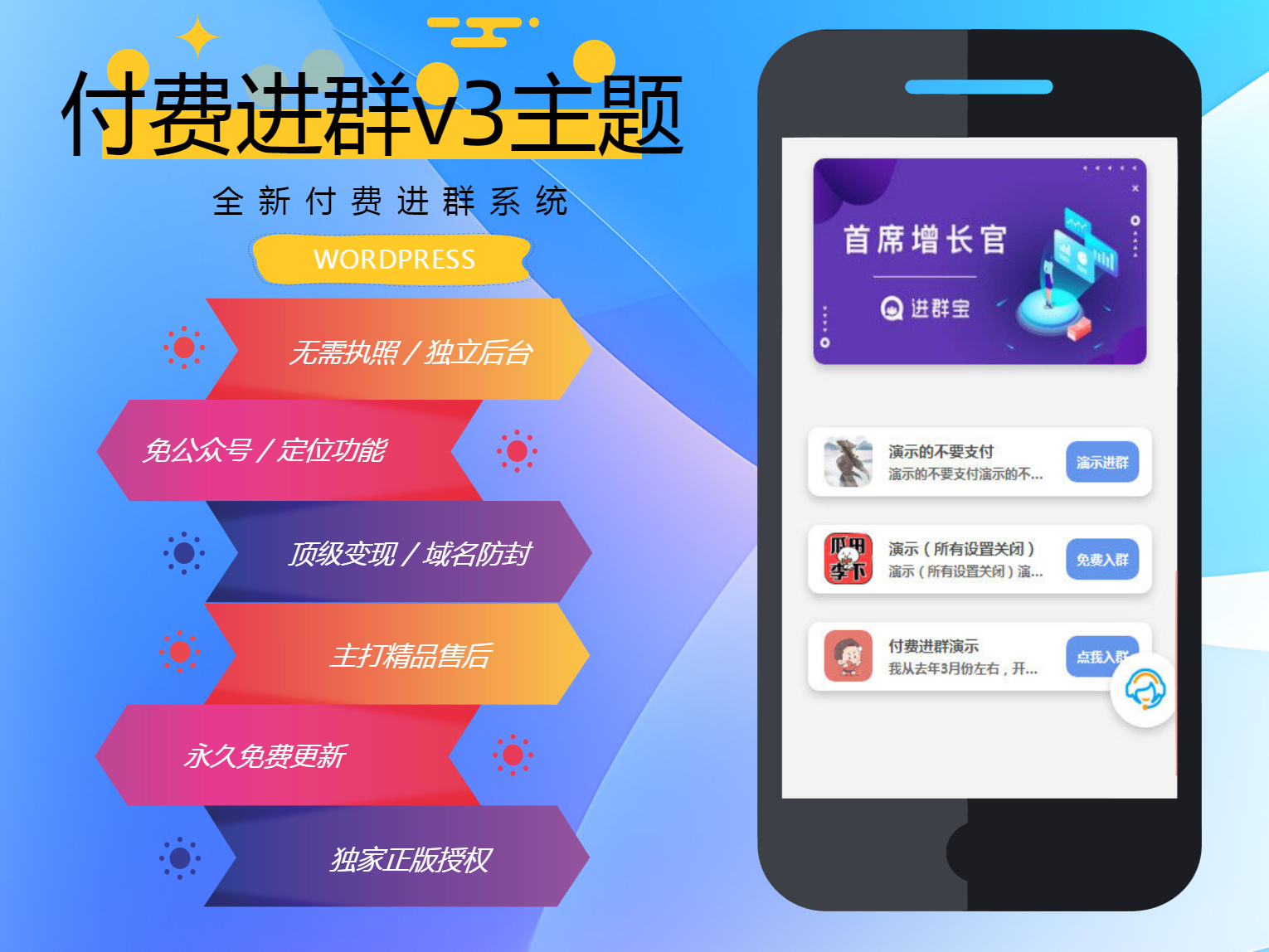 wp付费进群系统V3源码-开心版（附绕授权教程）-墨非网